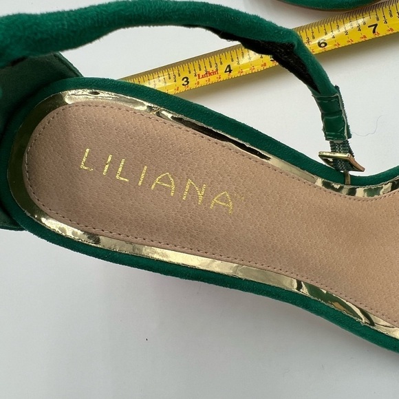 Liliana Women Faux Suede Double Strap Open Toe Striped Chunky Heel Sandal Sz 10 - Picture 4 of 10